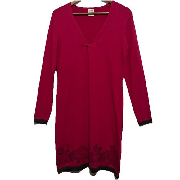 Title Nine Twist V-Neck Mobetta 60 Knit Sweater Dress Pink Size M Office - Picture 1 of 5
